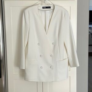 Zara Women's Double-Breasted Cream Blazer & matching pant